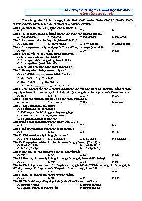 Bộ đề ôn tập cuối học kì 1 Hóa học Lớp 12 - Năm học 2022-2023 (Có đáp án)